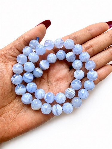 Natural blue lace agate - blue, 10mm