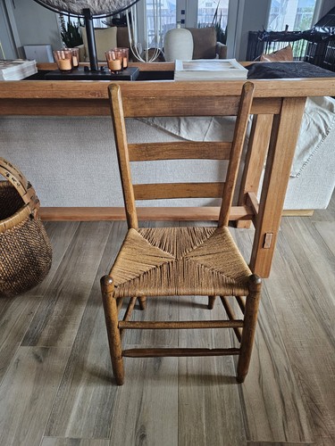 Antique rush seat chair with - antique,