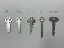 National Cash Register Keys 1, 2, 3, 5, Reset Key. Fits 300 & 700 Class NCR