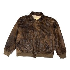 Vintage A-2 Leather Flight Jacket Size XL Brown Map Lining Military Pilot Biker