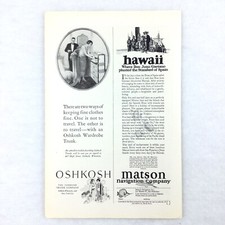 1925 OSHKOSH Wardrobe Trunk VINTAGE PRINT AD Travel Matson Navigation Company