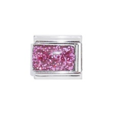 Pink Glittery link (b) Italian Charm - fits 9mm classic charm bracelets 