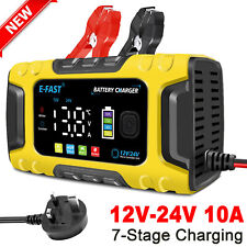12V 24V 10A Smart Fast Car Battery Charger Automatic Pulse Repair AGM GEL Lifepo