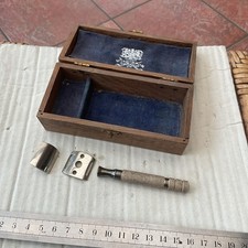 VINTAGE RARE 1 Inch Safety Razor GERMAN MADE SILVER PLATE HANDLE & WILKINSON BOX