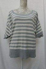 Tu Ladies Grey Striped Short Sleeve Jumper, Size 16