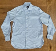 ERMENEGILDO ZEGNA Men's Blue Grid Check Shirt, 42 (UK 16.5"), Tailored Fit