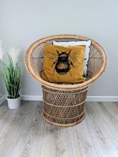 Vintage Rattan Wicker Peacock