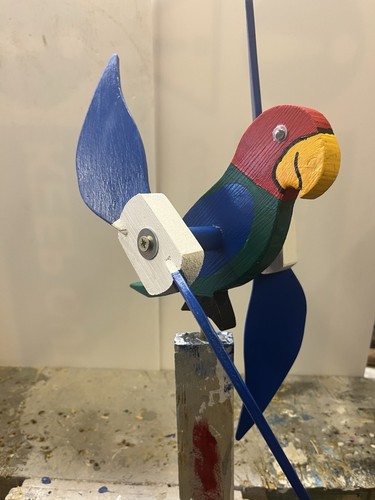 Hand painted wooden parrot - wooden,