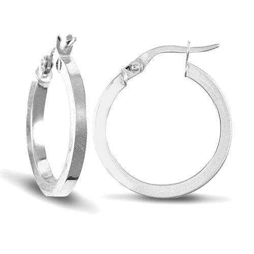 Creole earrings 9ct white gold - white,