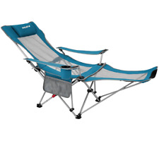 2-in-1 Camping Chair Reclining, Lightweight Folding Camping Chair Cyan Grey
