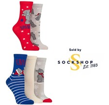 Women's Tatty Teddy Socks -Me to You Bear Cotton Xmas Christmas 5 Pairs Size 4-7