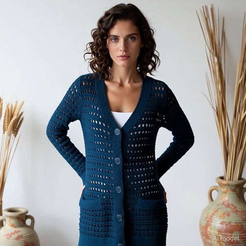 Vintage boho cardigan blue - vintage,
