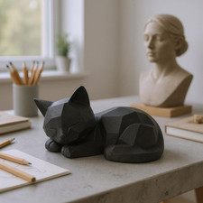 Low Poly Cat Sculpture