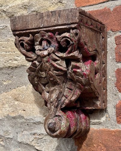 Hand carved wooden - carved, corbel