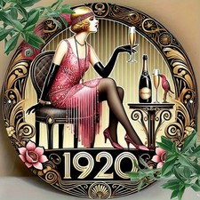 ART DECO FLAPPER LADY - Round