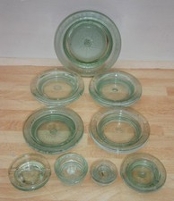 x9 OLD Antique Aqua Glass BOTTLE LIDS & STOPPERS  Closures for Pickle JARS [NB]