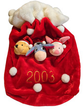 DISNEY 2003 CHRISTMAS LARGE PLUSH SACK WINNIE EEYORE & PIGLET STOCKING GIFT STYL