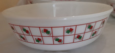 Vintage Pyrex Milk Glass Geometric Red Green Square design Bowls/Soup/Cereal