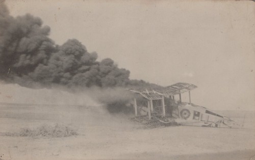 Ww1 rfc aircraft crash fire - ww1,