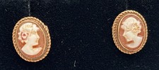 A pair 9ct gold oval cameo set