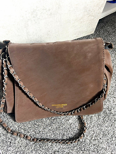 Brown leather medium flap - brown,