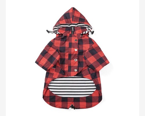 Dog zip raincoat - zip, red