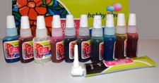 9x10ml Stain Glass Paint Kit + 10ml Black OUTLINER. Art Painting  DIY Gift Craft