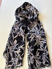 Ladies Whistles Long Scarf, Navy With Lilac And Blue Floral. New
