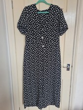 Beautiful Soft Black Spotty Primark Ladies Jumpsuit/Playsuit Size 20