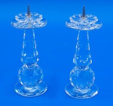 Vintage pair of SWAROVSKI CRYSTAL candlestick candle holders - 10cm tall