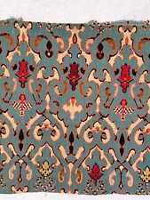 26x21 1880 RARE French antique Velour wool velvet uncut fabric blue country Fre