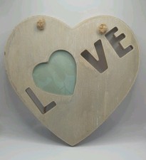 Wooden Heart Picture Frame With Carved Love 
