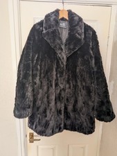 Wallis Womens Faux Black Fur Coat Size 8 Bnwot Textured Fur