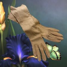 Vintage Ladies Gloves Long Tan Buttersoft Leather 1940’s Cosplay Please Read!