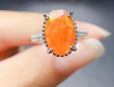 Orange Opal Ring, Opal Silver