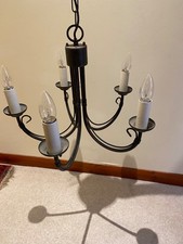 Rustic Antique Style Metal 5 Arm Pendant Light Fitting Chandelier Candle Bulb