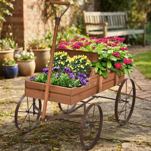 Elegant wooden wagon garden - elegant,