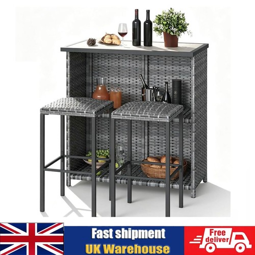 3pcs outdoor rattan bar table - bar,
