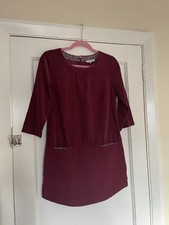 White stuff Burgundy Corduroy Cotton dress Lindy Hop Dress With Pockets Uk 8