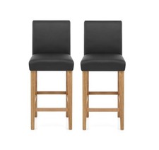 Auction *SET OF 2* Tetbury Grey Faux Leather Fixed Height Stools (PAW-EM16)(1)