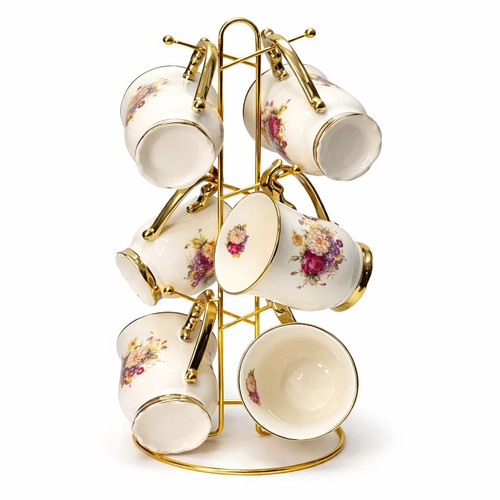 Floral tea cup set - tea, 6