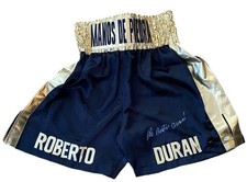 Roberto Duran Signed Autographed Custom Boxing Trunks Online Authentics