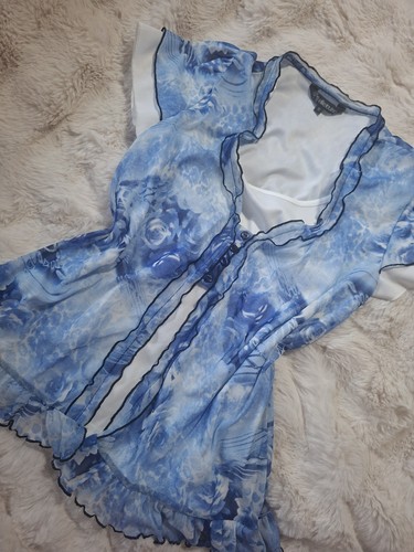 Y2k sheer ruffle - sheer, blouse