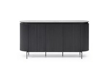 Crete Furniture Village 3-Door Ceramic Marble Effect Top Sideboard Black