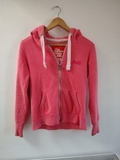 Vintage Superdry Coral Pink Zip Hoodie Orange Label Size Small Ladies