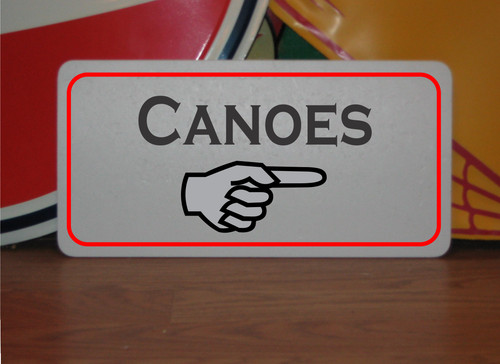 Canoes arrow metal sign - canoes,