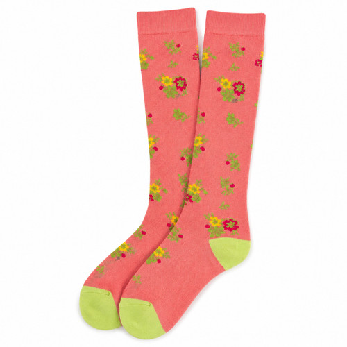 Flower print welly boot - print, socks