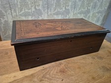 ANTIQUE SWISS MUSIC INLAID BOX SUIT LARGE MOVEMENT MECHANISM INTERNAL 37x16x10cm