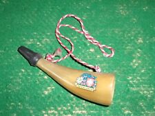 COW HORN BUGLE WITH MOUTHPIECE 18cm SWISS INTERLAKEN DECORATED HORN WITH CORD