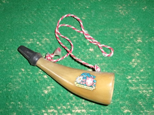 Cow horn bugle with mouthpiece - horn,